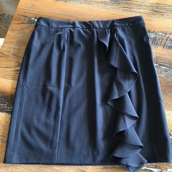 Adrienne Vittadini Women's Single Front Ruffle Gray Skirt Sz 12 - Picture 11 of 14